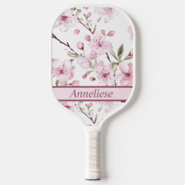 Gepersonaliseerde Cherry Blossom Waterverf Pickleball Paddle