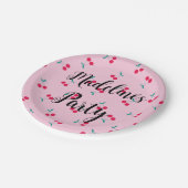 Gepersonaliseerde Cherry Cherries Pattern Pink Par Papieren Bordje (Gekanteld)