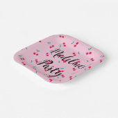 Gepersonaliseerde Cherry Cherries Pattern Pink Par Papieren Bordje (Gebogen)