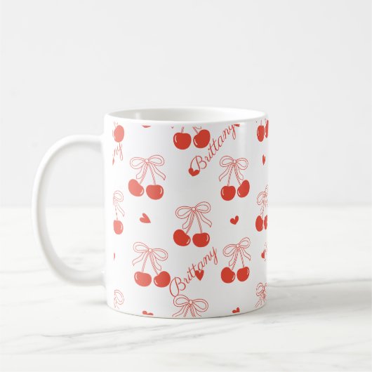 Gepersonaliseerde Cherry Coffee Mok (Links)