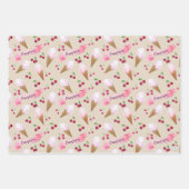 Gepersonaliseerde Cherry Ice Cream Cones Roze Past Inpakpapier Vel (Voorkant)