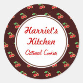 Gepersonaliseerde Cherry Keuken Bakken Gift Sticke Ronde Sticker (Voorkant)