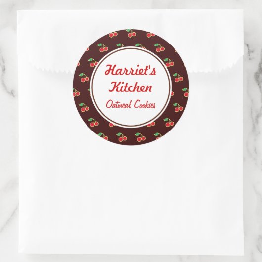 Gepersonaliseerde Cherry Keuken Bakken Gift Sticke Ronde Sticker (Tas)