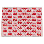 Gepersonaliseerde Cherry-thema met roze boog accen Groot Cadeauzakje (Voorkant)