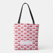 Gepersonaliseerde Cherry-thema met roze strik acce Tote Bag (Achterkant)