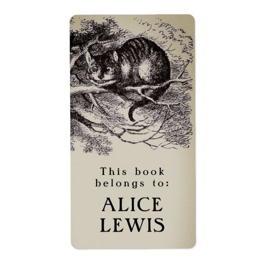 Gepersonaliseerde Cheshire Cat Bookplate Etiket (Voorkant)