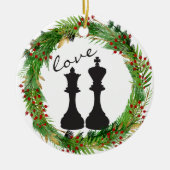 Gepersonaliseerde Chess Black King, Queen Couple L Keramisch Ornament (Voorkant)