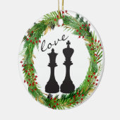 Gepersonaliseerde Chess Black King, Queen Couple L Keramisch Ornament (Links)