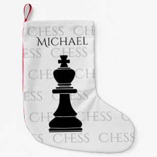 Gepersonaliseerde Chess King Classic Piece Modern Kleine Kerstsok