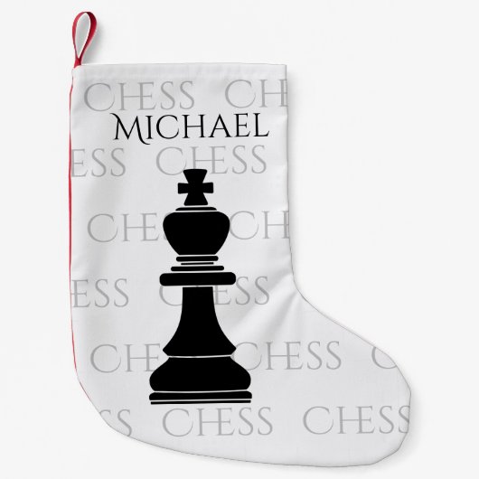 Gepersonaliseerde Chess King Classic Piece Modern Kleine Kerstsok (Voorkant)