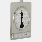 Gepersonaliseerde Chess King Classic Piece Modern Verzilverd Banner Ornament (Rechts)