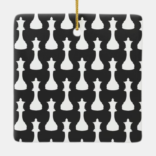 Gepersonaliseerde Chess Queen Black, witte kerst Keramisch Ornament (Achterkant)