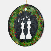 Gepersonaliseerde Chess White King, Queen Couple L Keramisch Ornament (Links)