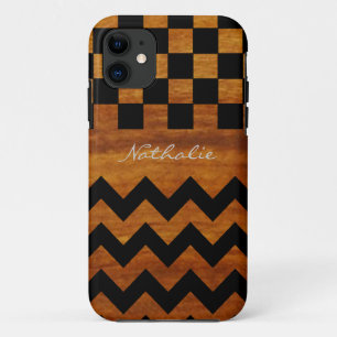 gepersonaliseerde chevron en vierkanten iPhone 11 hoesje