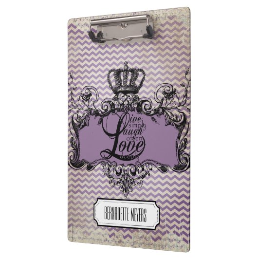 Gepersonaliseerde Chevron Live Laugh Love Klembord (Links)