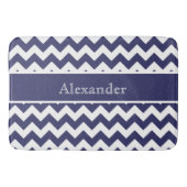 Gepersonaliseerde Chevron Navy Blue White achtergr Badmat (Voorkant)