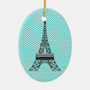 Gepersonaliseerde Chevron Paris Eiffel Tower Ornam Keramisch Ornament
