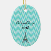 Gepersonaliseerde Chevron Paris Eiffel Tower Ornam Keramisch Ornament (Achterkant)
