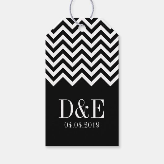 Gepersonaliseerde chevron print bruiloft gunst cad cadeaulabel (Voorkant)