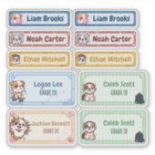 Gepersonaliseerde Chibi Bulldog naamlabels Sticker (Voorkant)