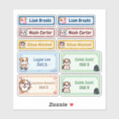 Gepersonaliseerde Chibi Bulldog naamlabels Sticker (Vel)