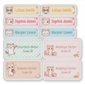 Gepersonaliseerde Chibi Kitten Naam Labels (Voorkant)