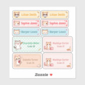Gepersonaliseerde Chibi Kitten Naam Labels (Vel)