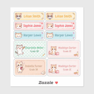Gepersonaliseerde Chibi Kitten Naam Labels