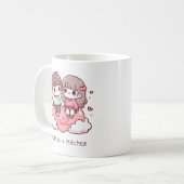 Gepersonaliseerde Chibi-stijl Be Mine Paar Koffiemok (Voorkant links)