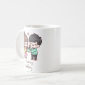Gepersonaliseerde Chibi-stijl Dumpling Paar Koffiemok (Voorkant links)