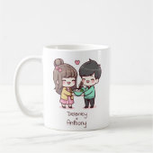 Gepersonaliseerde Chibi-stijl Dumpling Paar Koffiemok (Links)