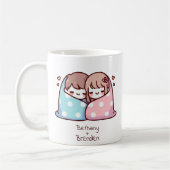 Gepersonaliseerde Chibi-stijl Snuggle Couple Koffiemok (Links)