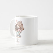 Gepersonaliseerde Chibi-stijl speels paar Koffiemok (Voorkant links)