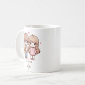 Gepersonaliseerde Chibi-stijl teddybeer paar Koffiemok (Voorkant links)