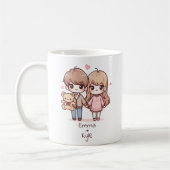 Gepersonaliseerde Chibi-stijl teddybeer paar Koffiemok (Links)