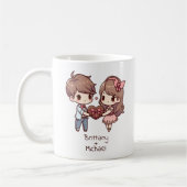 Gepersonaliseerde Chibi-stijl Valentijn paar Koffiemok (Links)