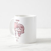 Gepersonaliseerde Chibi-stijl zoenend paar Koffiemok (Voorkant links)