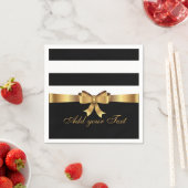 Gepersonaliseerde Chic Black Stripes Gold BOW jouw Servet (Insitu)