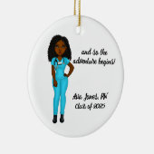 Gepersonaliseerde Chic Black Woman Nursing Afstude Keramisch Ornament (Rechts)