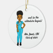 Gepersonaliseerde Chic Black Woman Nursing Afstude Keramisch Ornament (Links)
