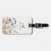 Gepersonaliseerde Chic Bloemen Naam Bagagelabel (Voorkant horizontaal)
