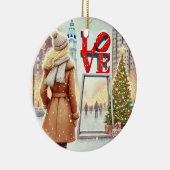 Gepersonaliseerde Chic Blonde Vrouw bij LOVE Phill Keramisch Ornament (Rechts)
