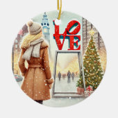 Gepersonaliseerde Chic Blonde Vrouw bij LOVE Phill Keramisch Ornament (Voorkant)