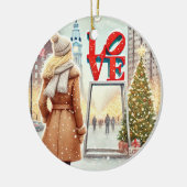 Gepersonaliseerde Chic Blonde Vrouw bij LOVE Phill Keramisch Ornament (Links)