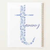 Gepersonaliseerde Chic Blue Toile Monogram Notitie Planner (Achterkant)