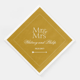 Gepersonaliseerde Chic bruiloft receptie goud Servet