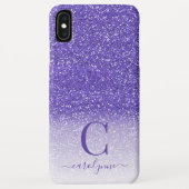 Gepersonaliseerde Chic Girly Paarse Ombre Glitter Case-Mate iPhone Case (Achterkant)