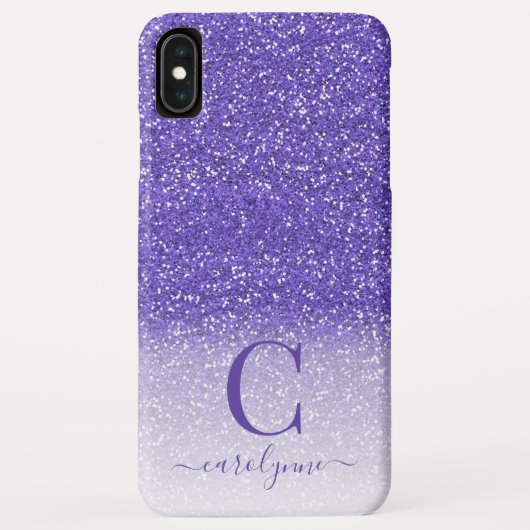 Gepersonaliseerde Chic Girly Paarse Ombre Glitter Case-Mate iPhone Case (Achterkant)