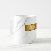 Gepersonaliseerde Chic Marmer en Gouden Naam Koffi Koffiemok (Voorkant links)