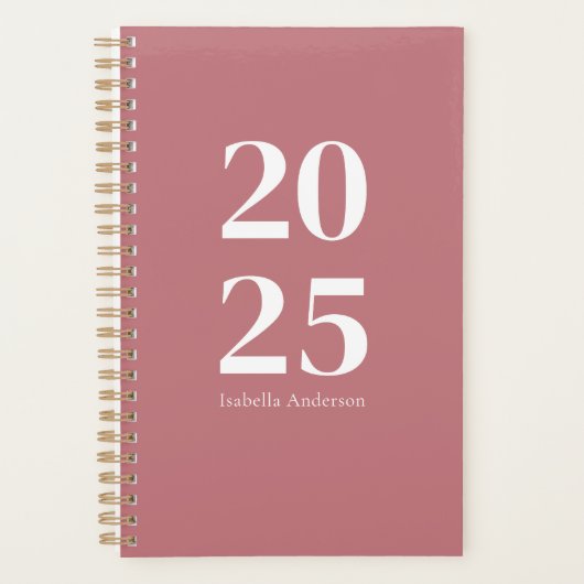 Gepersonaliseerde Chic Modern Dusty Roos Maandelij Planner (Voorkant)